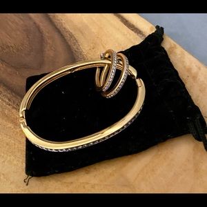 Swarovski crystal, gold bracelet and earring set